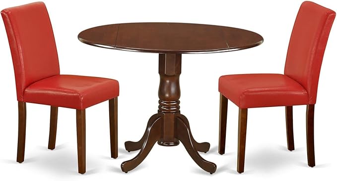 East West Furniture DLAB3-MAH-72 3 Piece Kitchen Table Set Contains a Round by EastWestFurniture