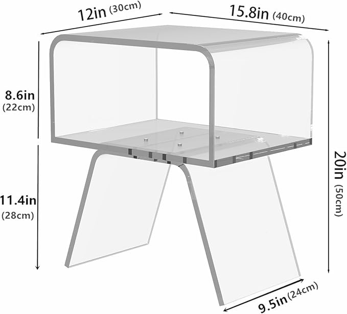 Acrylic Nightstand Side Table Modern nightstand Clear Home Decor Display End - Image 3