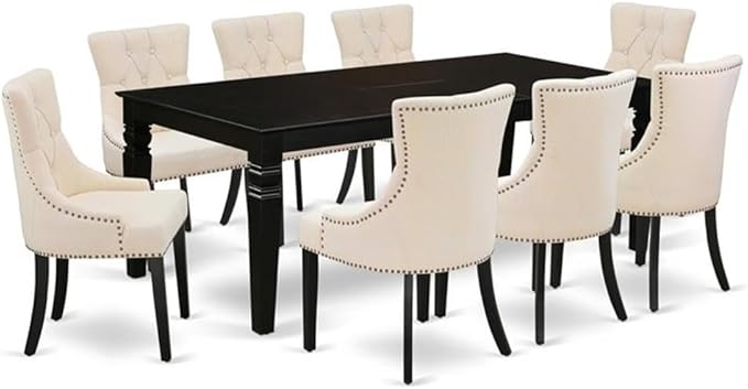 East West Furniture LGFR9-BLK-02 9 Piece Dining Room Set Includes a Rectangle by EastWestFurniture