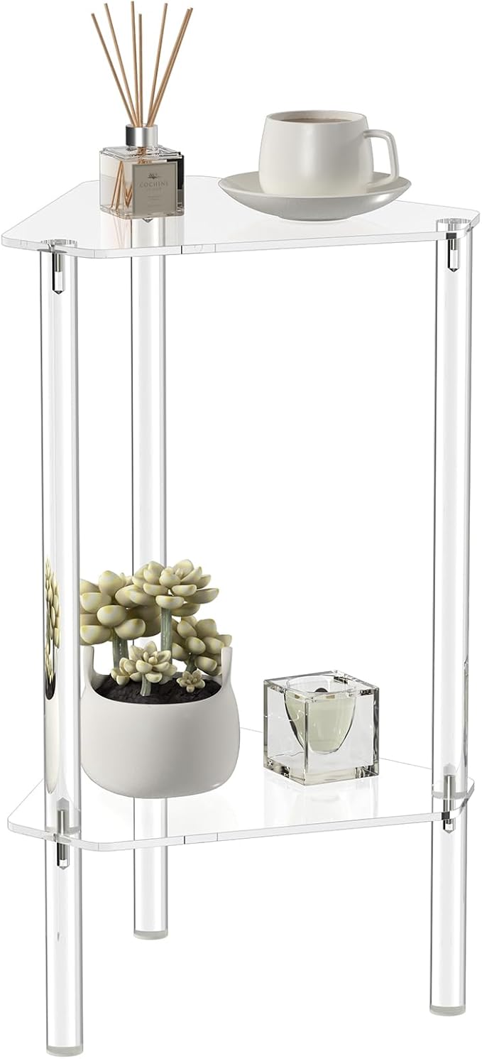 HMYHUM Clear Acrylic Triangle End Table, Corner Side Table by HMYHUM