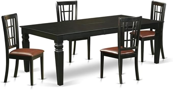 East West Furniture LGNI5-BLK-LC 5 Piece Kitchen Table & Chairs Set Includes a by EastWestFurniture