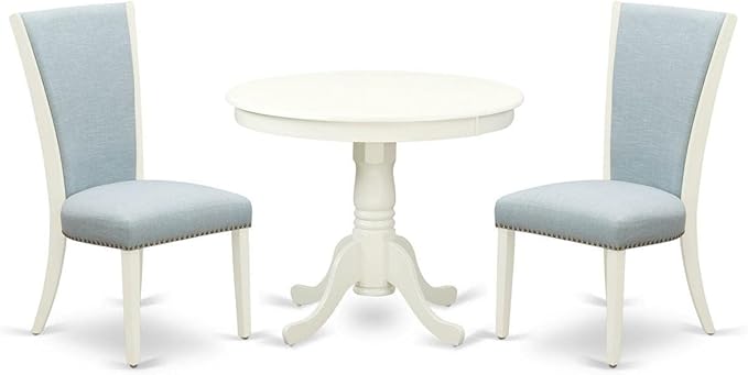 East West Furniture ANVE3-LWH-15 3 Piece Dining Table Set Contains a Round by EastWestFurniture
