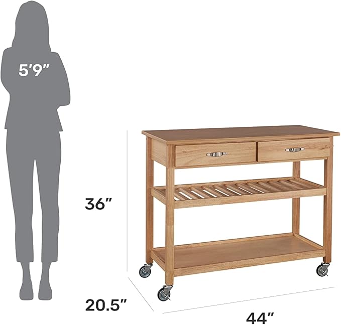 Homestyles General Line Natural Mobile Kitchen Cart - Image 5