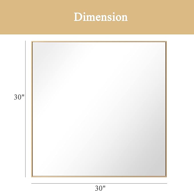 30x30 Inch Orange Gold Bathroom Mirror - Image 9
