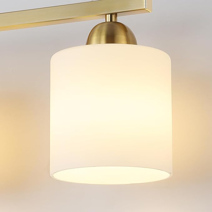 Stainless Steel Milk Glass Vanity Lights - Image 6
