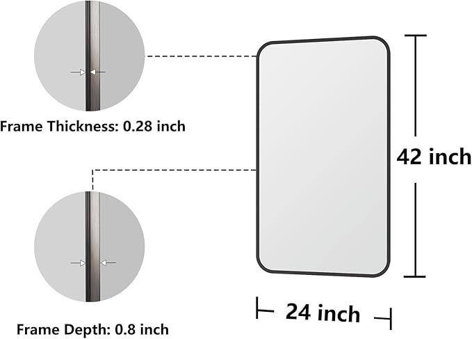 Metal Framed Bathroom Mirror, High-Definition Tempered Glass Bathroom Mirrors - Image 7