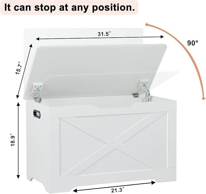 Storage Chest, Wooden Storage Bench, Entryway Shoes Bench - Image 3
