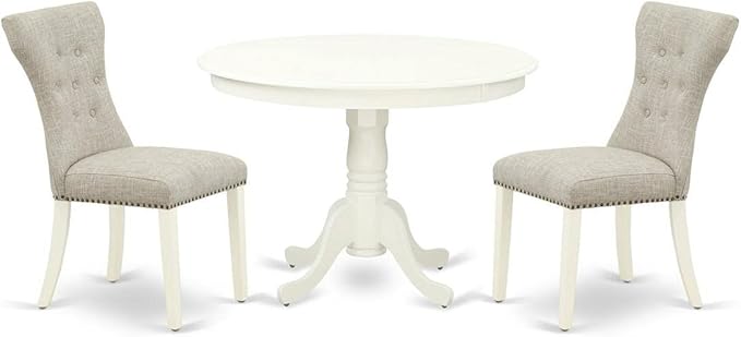 East West Furniture HLGA3-LWH-35 3 Piece Dining Room Table Set Contains a Round by EastWestFurniture