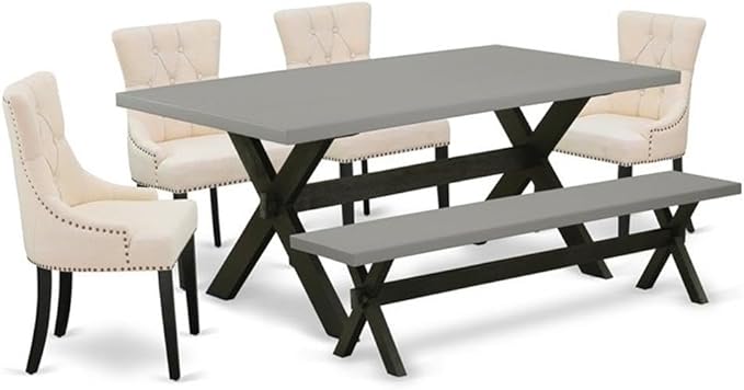 East West Furniture X697FR102-6 6 Piece Dining Table Set Contains a Rectangle by EastWestFurniture
