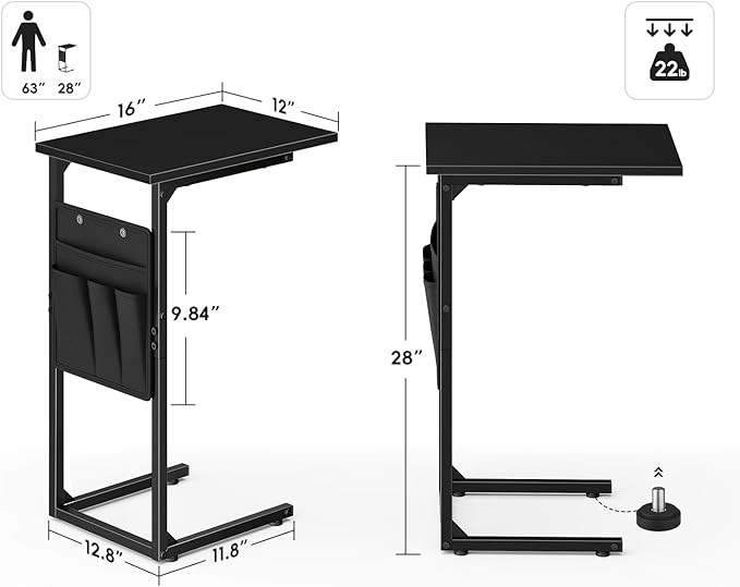 Vagusicc C Shaped End Table, Small Side Table - Image 3