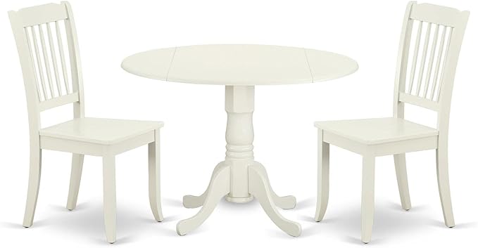 East West Furniture DLDA3-LWH-W 3 Piece Kitchen Table & Chairs Set Contains a by EastWestFurniture