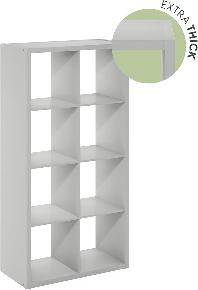 Furinno Cubicle Open Back Decorative Cube Storage Organizer, Light Grey - Image 5