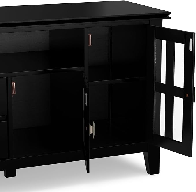 SIMPLIHOME Artisan SOLID WOOD 72 Inch Wide Transitional TV Media Stand in Black - Image 12