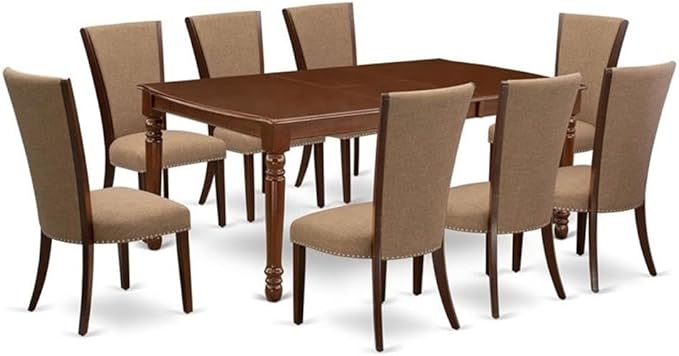 East West Furniture DOVE9-MAH-47 9 Piece Dining Set Includes a Rectangle Dining by EastWestFurniture