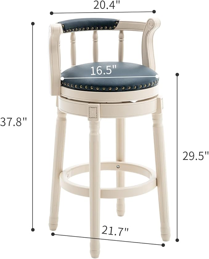 Cow top Leather Wooden Bar Stools, 360 Degree Swivel Bar Height Chair - Image 3