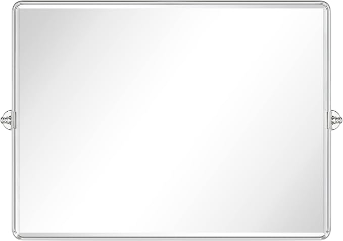 TEHOME 40x30'' Chrome Pivot Mirror Horizontal 30x40'' Metal Framed Rectangle - Image 2