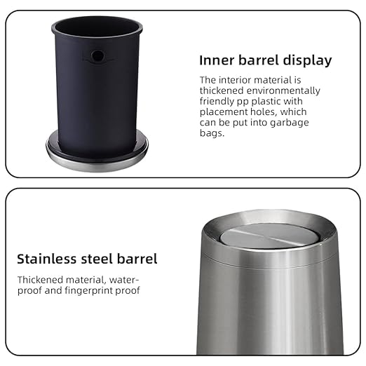 2.6Gallen Brushed Nickel Bathroom Trash Can - Image 4