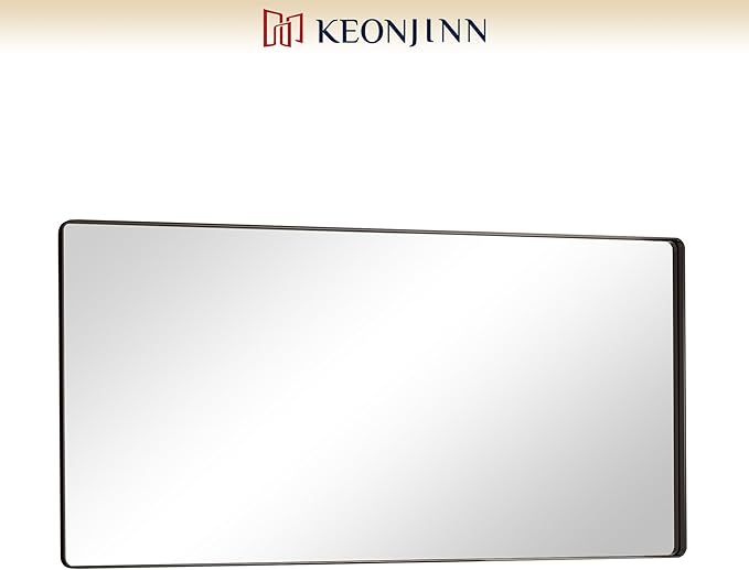 Keonjinn Black Bathroom Mirror for Over Sink, 72” x 36” Large Rounded Rectangle - Image 9
