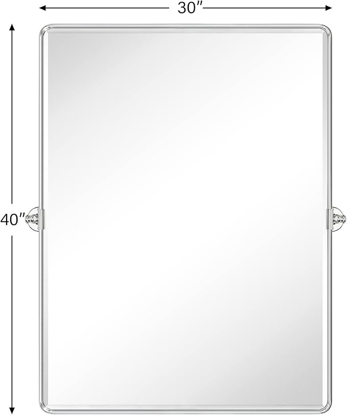 TEHOME 30x40'' Chrome Pivot Mirror Bathroom Tilt Vanity Mirror Large 40x30'' - Image 5