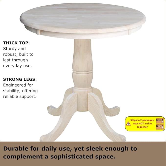 International Concepts 30" Round Top Pedestal Dining Table Solid Real Wood - Image 4
