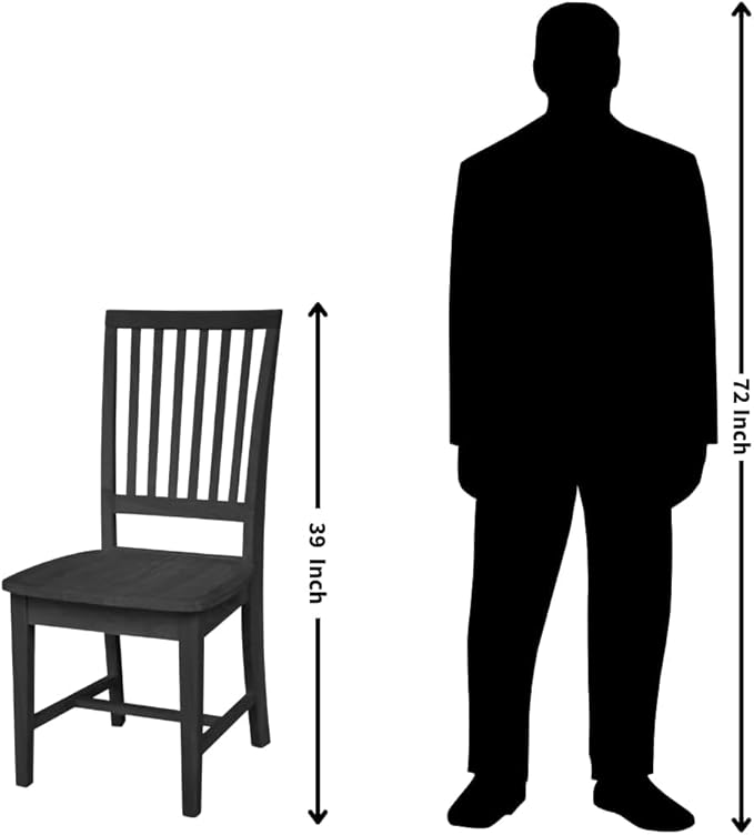 Set of 2 Mission Side Chairs 39.2"H, Solid Parawood Kitchen Dining Furniture - Image 11