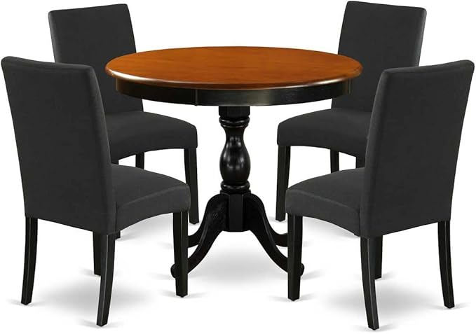 East West Furniture AMDA5-BCH-C 5 Piece Dining Room Table Set Includes a Round - Image 6