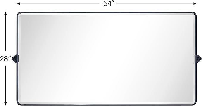 TEHOME 58 x 28'' Pivot Full Length Bathroom Vanity Mirror Matt Black Metal - Image 5