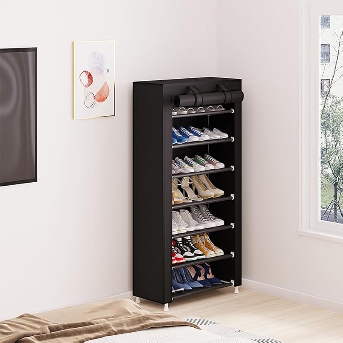 Calmootey 7 Tier Shoe Rack Organizer, Portable Shoe Shelf - Image 7