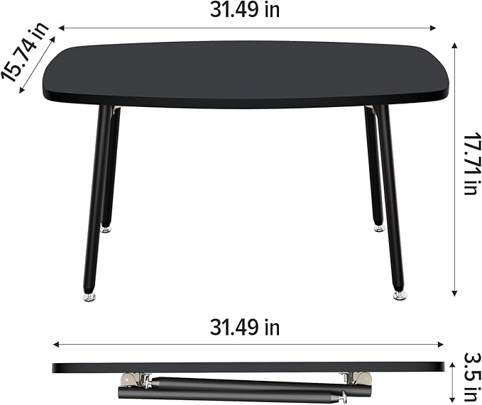 WOHOMO Folding Coffee Table Small Black Coffee Tables - Image 2