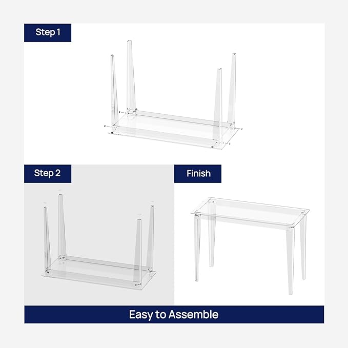 HMYHUM Acrylic Computer Desk, 43.3 Inch, Easy Assembly, 19.7" W x 29.5" H - Image 5