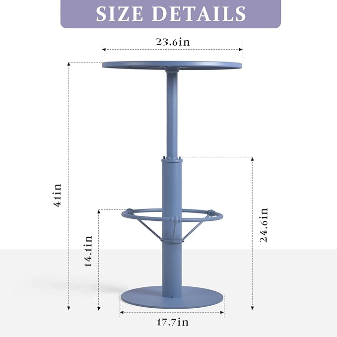 42" Tall Modern Industrial Bar Table-23.6" Dia Round Metal Top Bar Height - Image 3