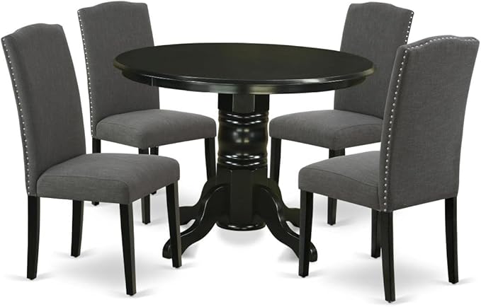 East West Furniture SHEN5-BLK-20 5 Piece Dining Room Table Set Includes a Round by EastWestFurniture