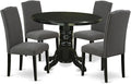 East West Furniture SHEN5-BLK-20 5 Piece Dining Room Table Set Includes a Round by EastWestFurniture