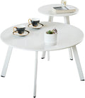Patio Coffee Table Set of 2, Outdoor Weather Resistant End Table, Round Nesting by Meluvici