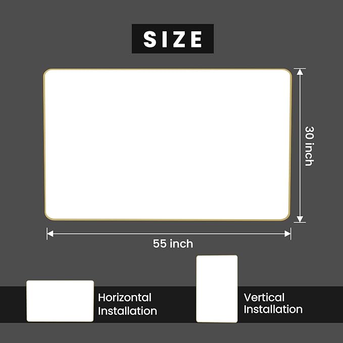 Gold Bathroom Mirror, 55x30 Inch Brushed Gold Metal Frame Mirror - Image 5