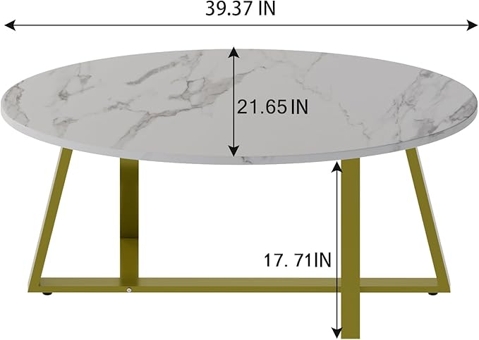 Coffee Table White Faux Marble Coffee Table - Image 2