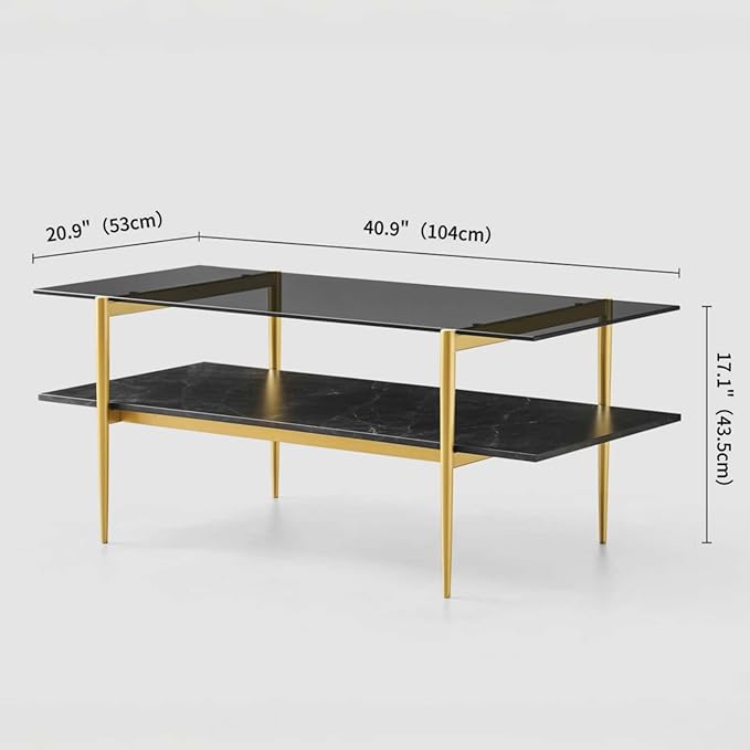 Rectangle Coffee Table for Living Room, Mid-Century Modern Design, L41 x W21 x - Image 2