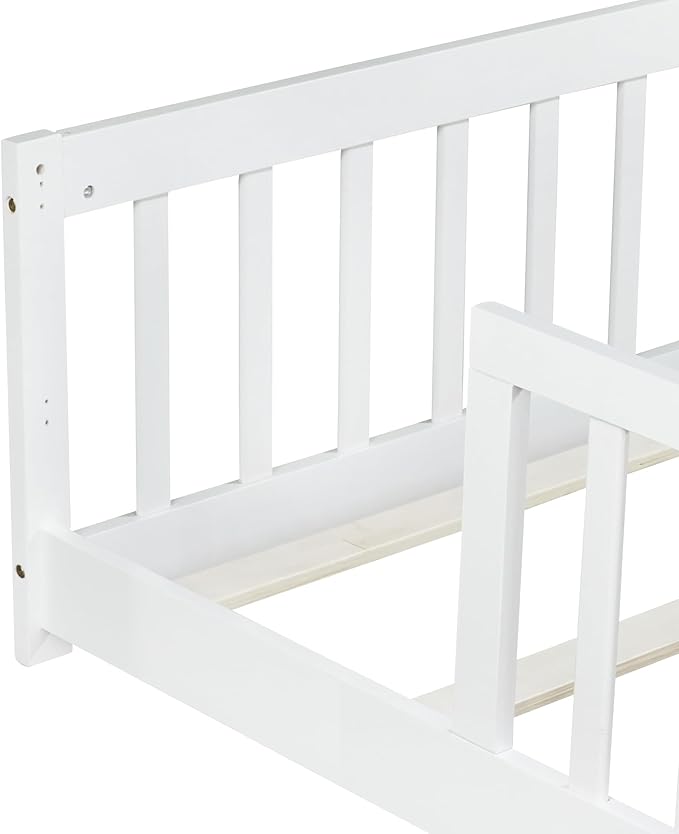 Bellemave Twin Floor Bed with Slats and Safety Guardrails, Kids Montessori - Image 7