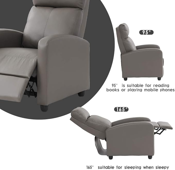 BestMassage | Recliner Chair | No Massage Function | Pu Grey | - Image 3