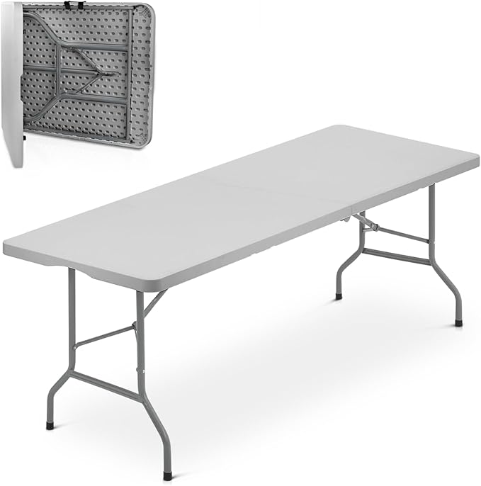 Athena Collection 8 ft Square Folding Dining Table, Large Plastic Foldable by AthenaCollectionFurniture