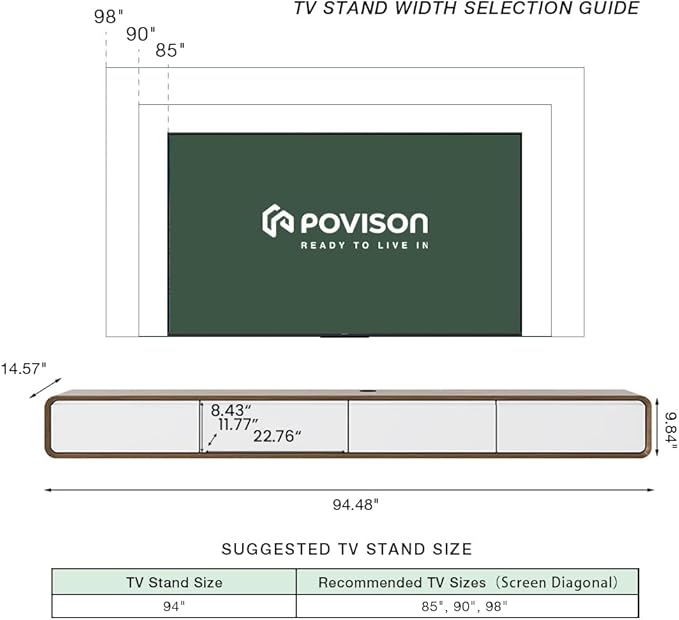 POVISON Fully-Assembled Minimalist Floating TV Stand, Modern Wall-Mounted - Image 6