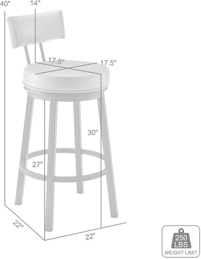 Armen Living Dalza Swivel Counter or Bar Stool in Black Finish - Image 3