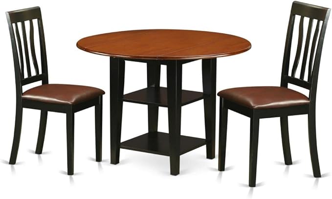 East West Furniture SUAN3-BCH-LC 3 Piece Dining Room Furniture Set Contains a by EastWestFurniture