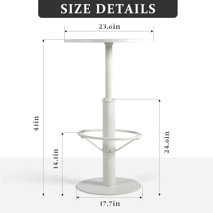 42" Tall Modern Industrial Bar Table-23.6" Dia Round Metal Top Standing Pub - Image 2