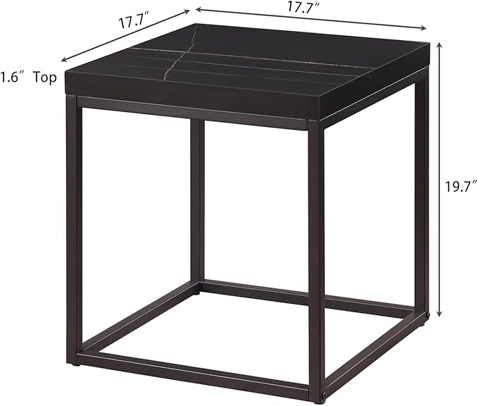 CENSI 18-Inch Black Marble Accent End Table/Side Table - Image 2