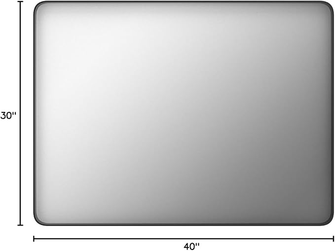 Black Bathroom Mirror 40X30 Inch, Rounded Rectangle Matte Bathroom Vanity Mirror - Image 9
