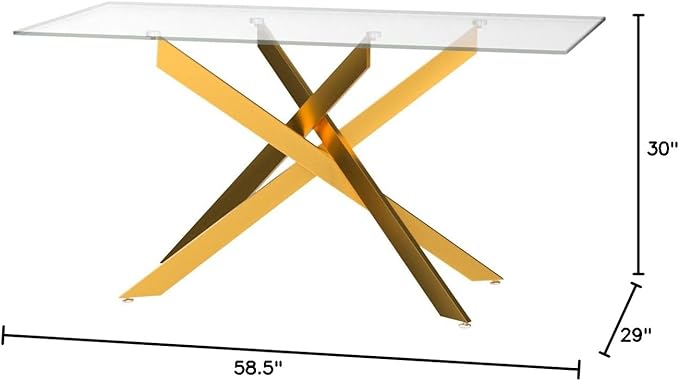 Edwin's Choice 58.5” Rectangle Glass Dining Table, Tempered Glass Table Top and - Image 2