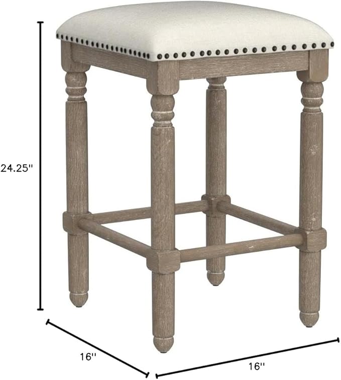 Roundhill Furniture Arnhem Wood Upholstered Swivel Counter Height Stools - Image 2