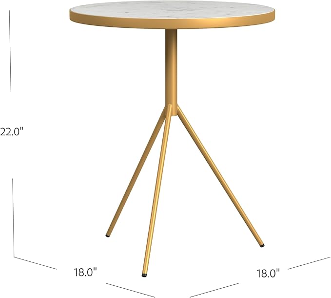 HomePop Marble Top End/Side Round Table - Image 3
