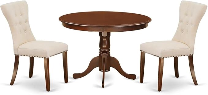 East West Furniture HLGA3-MAH-32 3 Piece Dining Room Table Set Contains a Round by EastWestFurniture